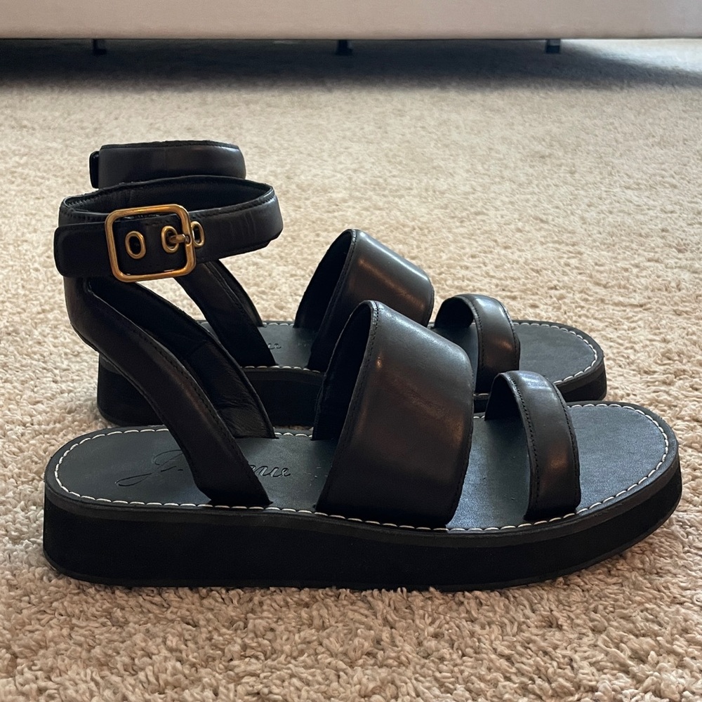 J.Crew Mallorca platform double-strap sandals in leather size 9